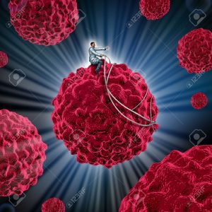 21492125-cancer-management-and-treatment-for-cancerous-cells-as-a-medcal-concept-with-a-doctor-guiding-a-mali-stock-photo