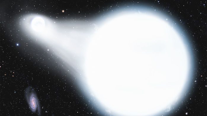 یک ستاره‌ی کوتوله‌ی سفید سریع‌السیر که می‌تواند نجات یافته‌ی ابرنواختری باشد که دقیقاً قبل از ادغام این دو کوتوله‌ی سفید رخ داده است. David A. Aguilar/CfA 