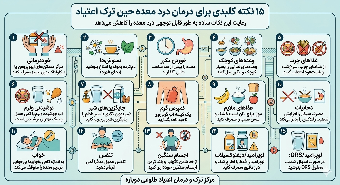 15 نکته مهم برای درمان درد معده حین ترک اعتیاد
